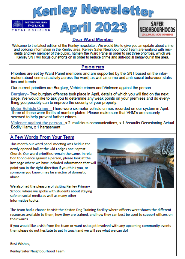 Front page of SNT newsletter April 2023