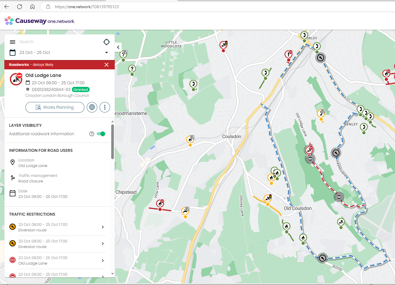 Map extract showing planned works