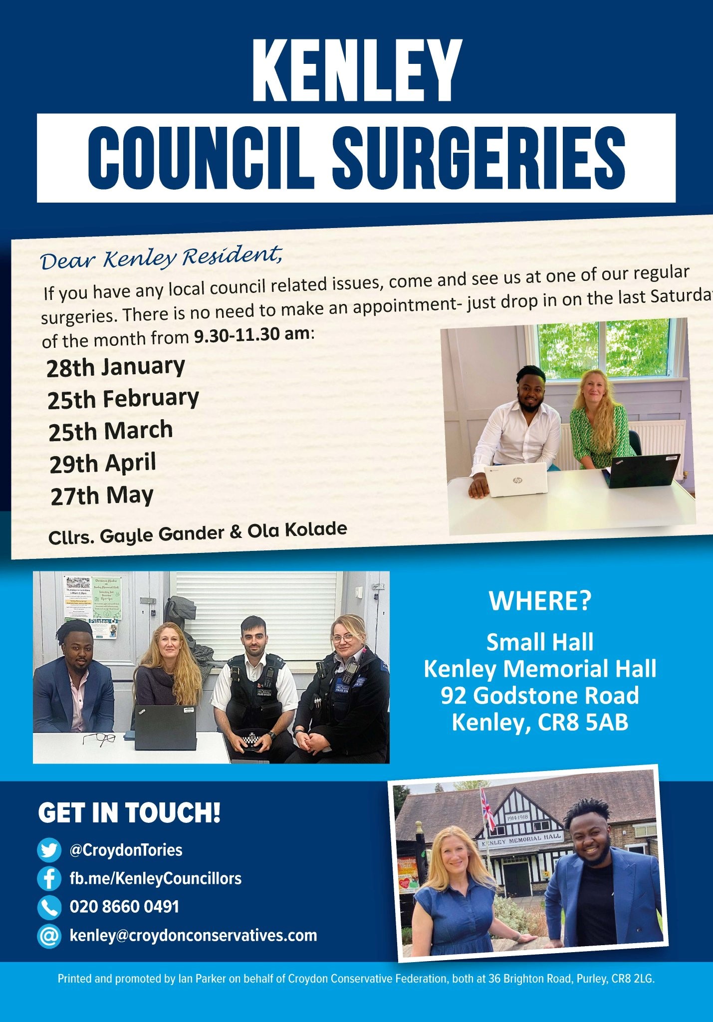 Kenley Cllr surgery dates