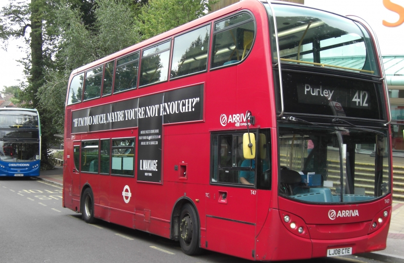 Bus waiting at the Sainsburys Selsdon stop