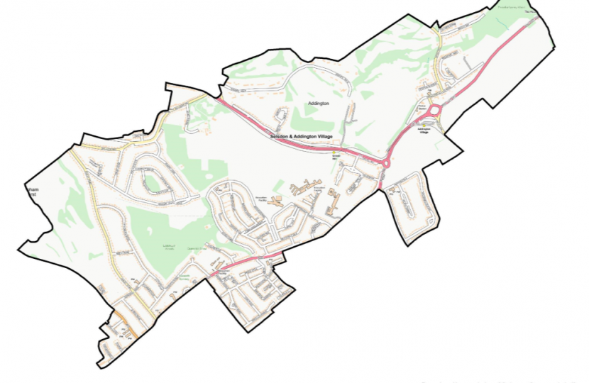 Map of the Selsdon and Addington Village ward