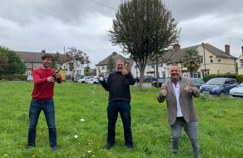 Stuart, Ali and Andy Celebrate Planning Victory