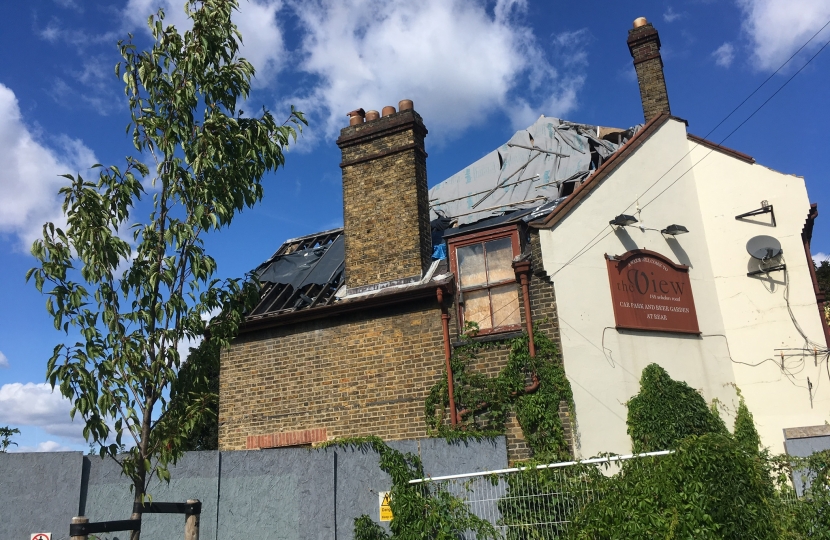 The decaying Rail View Public House on Selsdon road