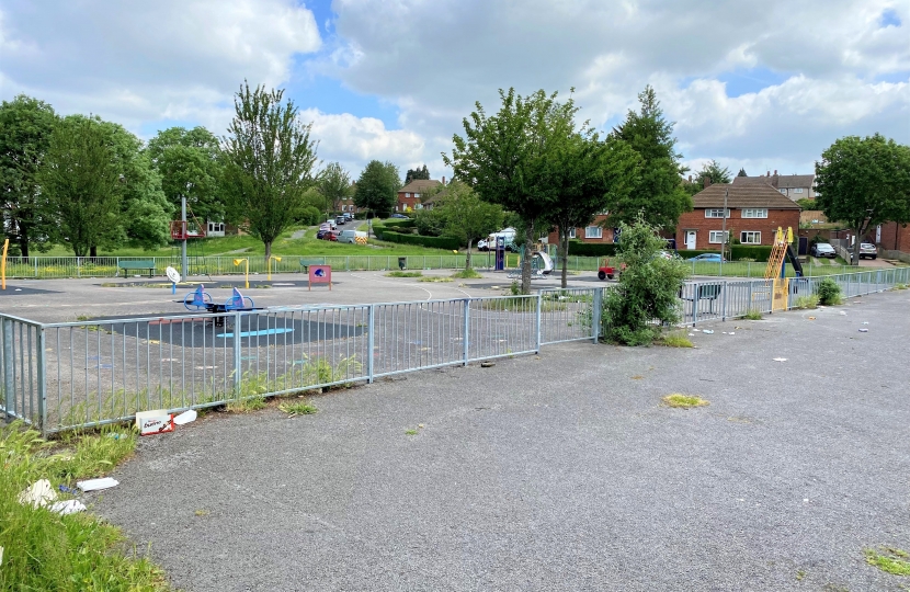 Litter in Children's Playground, New Addington. 