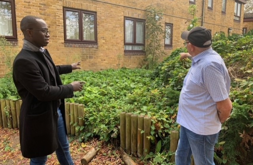 Kofi meeting with Raymond, resident of Kuala Gardens for 11 years