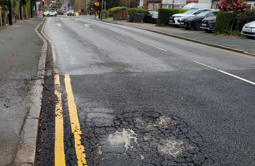 View of Farley Road showing faulty repairs