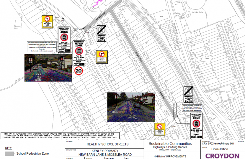 Map showing location of school street for Kenley Primary School