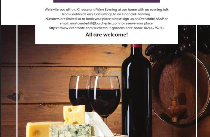 Chesnut Gardens Cheese and Wine evening 