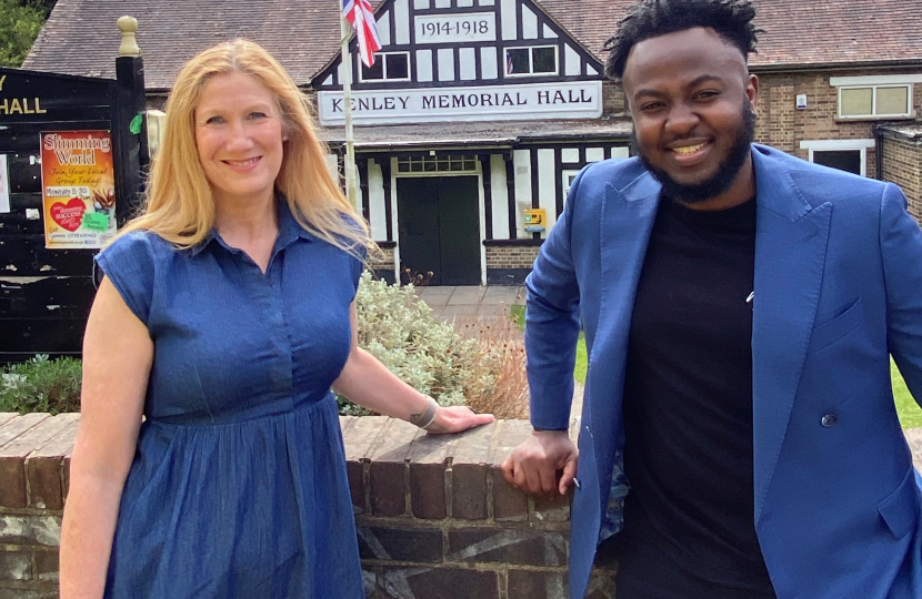 Gayle & Ola outside Kenley Memorial Hall