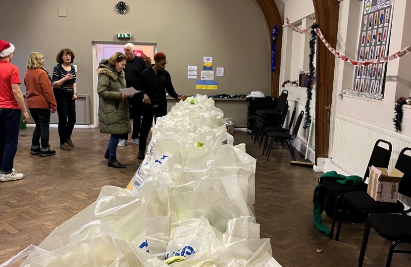 Hampers laid out, ready for delivery