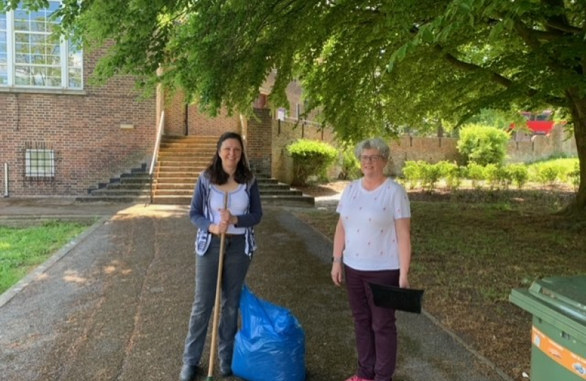 Heather & Yvette Sweeping the Steps