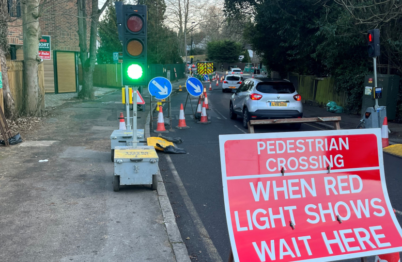 Flood relief works on Kenley Lane January 2024