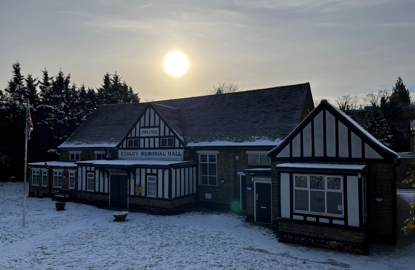 Kenley Memorial Hall in the snow