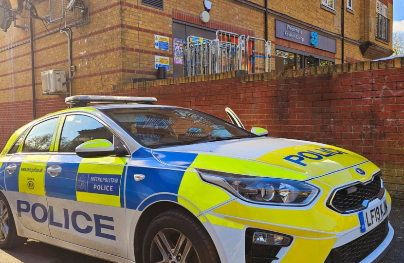 Police car outside of Kenley Co Op