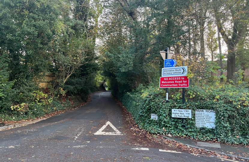 View of Hayes Lane from Park Road