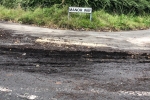 Debris and mud on road at Manor Way South Croydon 