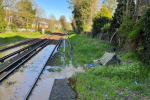 Flooding on the railways track following burst water main in Kenley