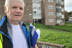 Councillor Ward outside Monks Hill flats