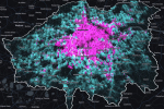 Pink: most households don't have a car. Blue: most households do have a car.