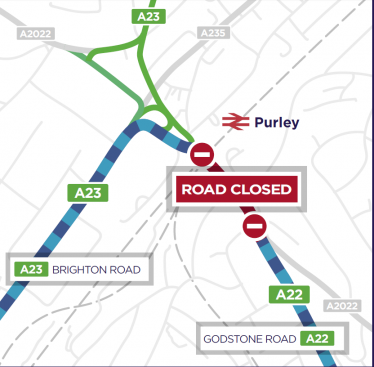 Map showing road closure by SES Water