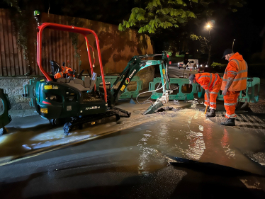 burst water main in Kenley